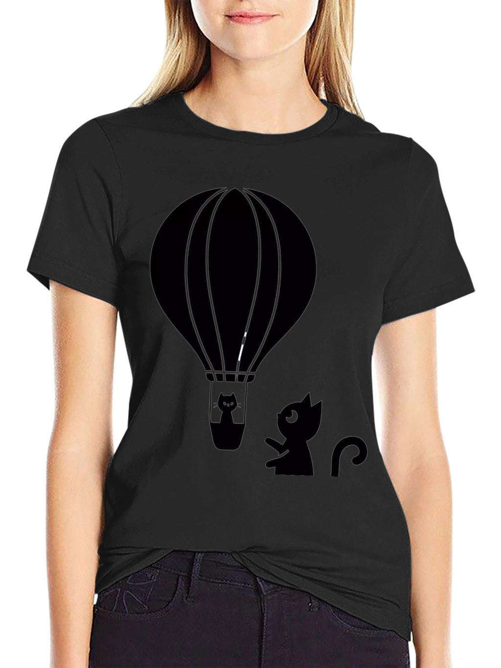 Cat in Hot Air Balloon Graphic Tee