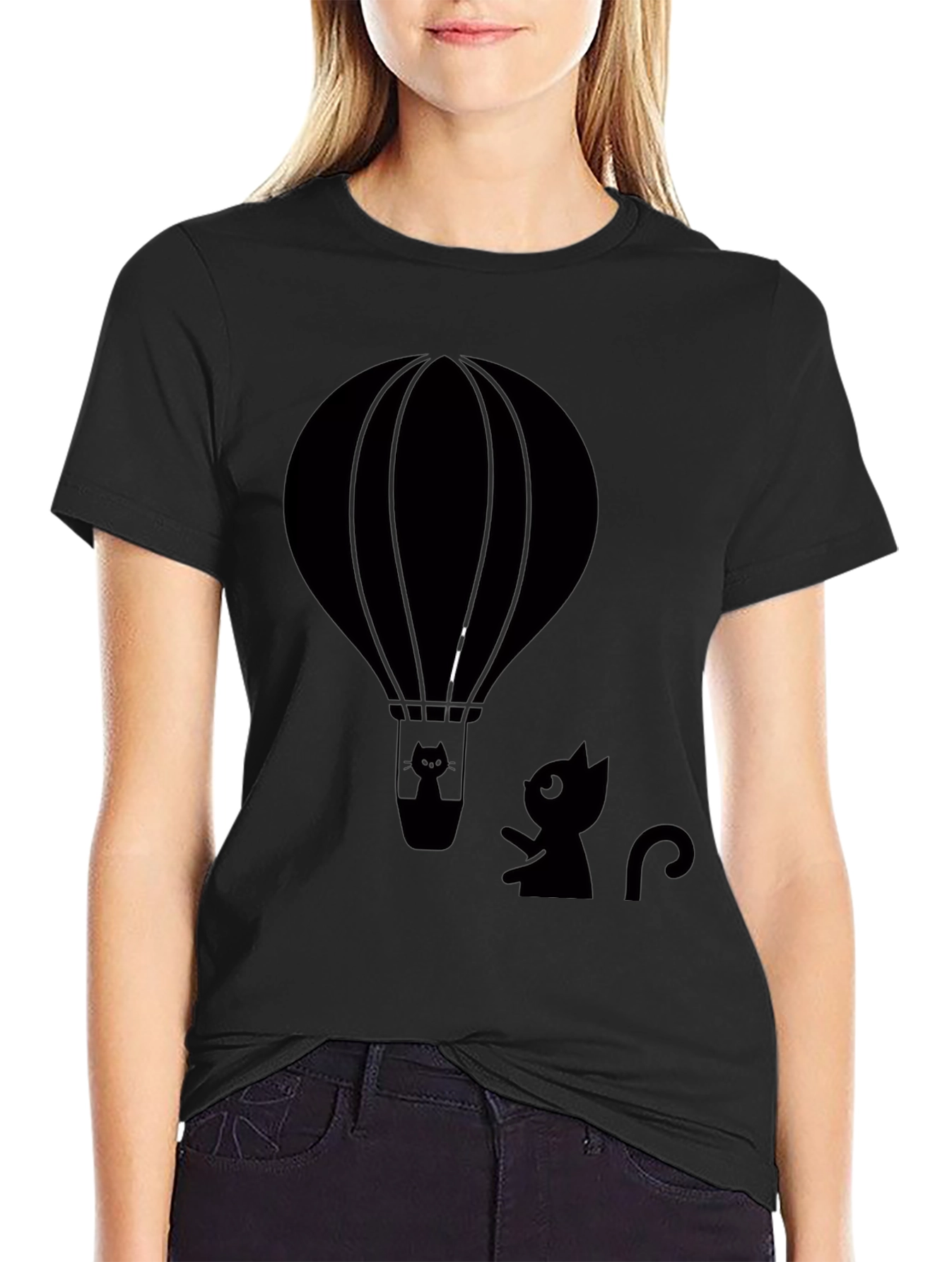 Cat in Hot Air Balloon Graphic Tee