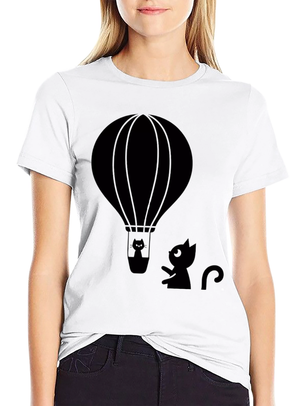 Cat in Hot Air Balloon Graphic Tee