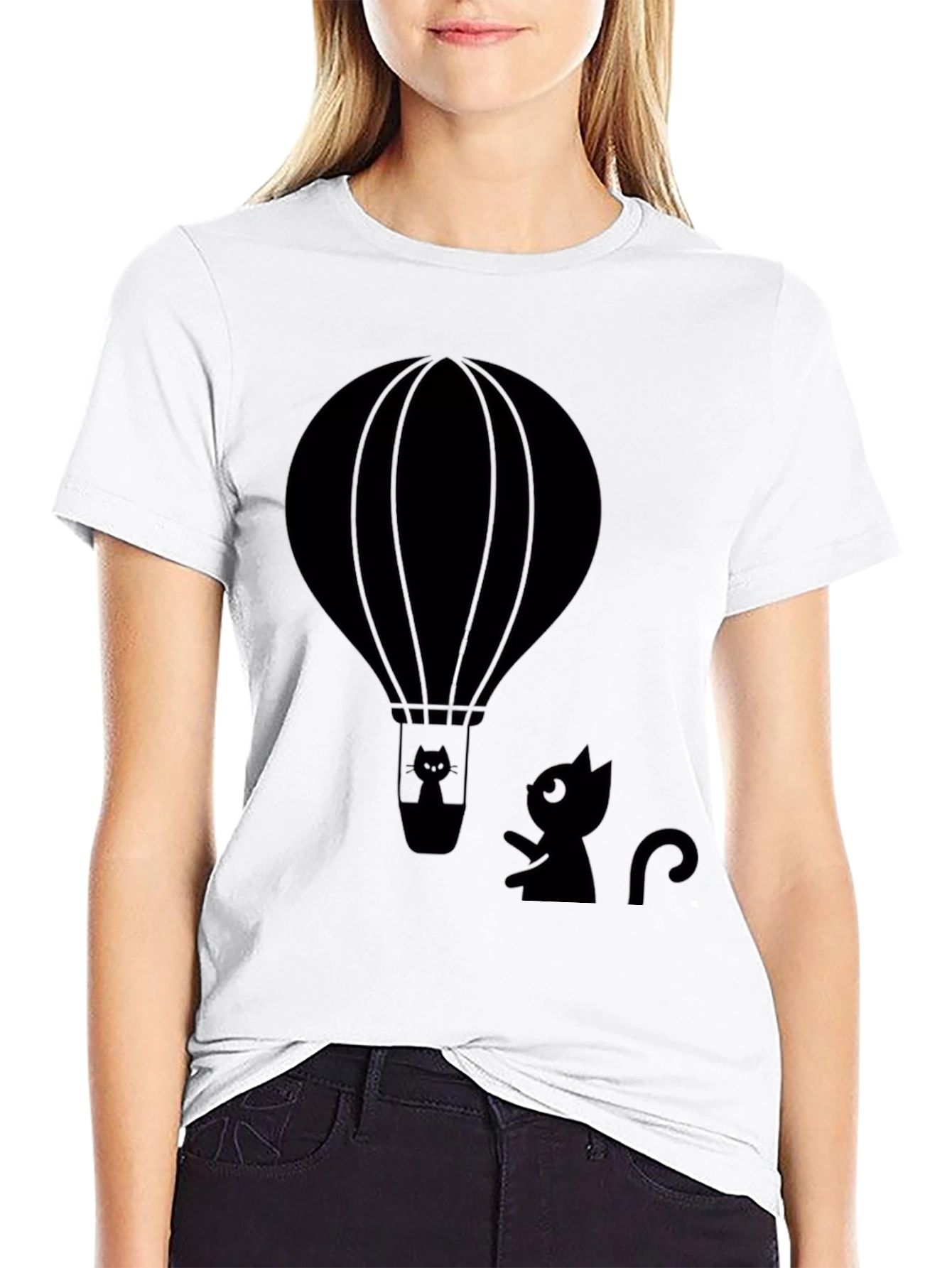 Cat in Hot Air Balloon Graphic Tee