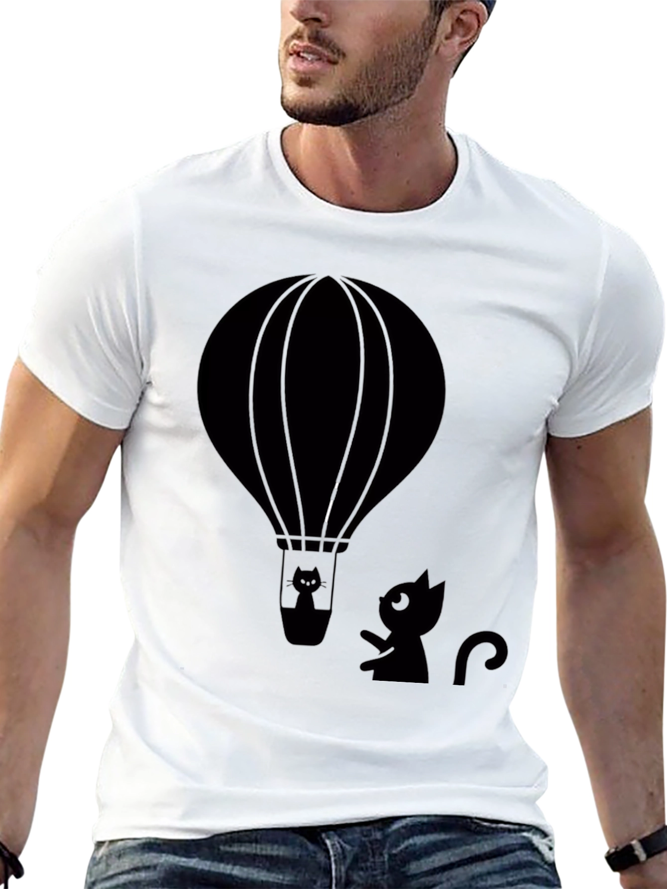 Cat in Hot Air Balloon Graphic Tee