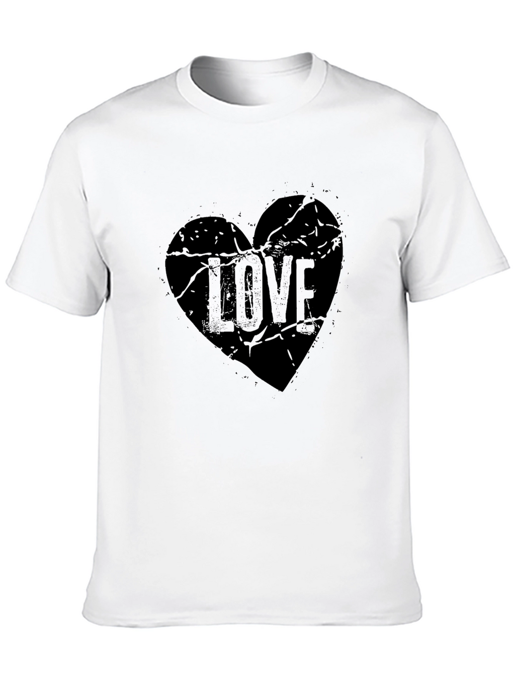 Distressed Love Heart Graphic Tee - Black