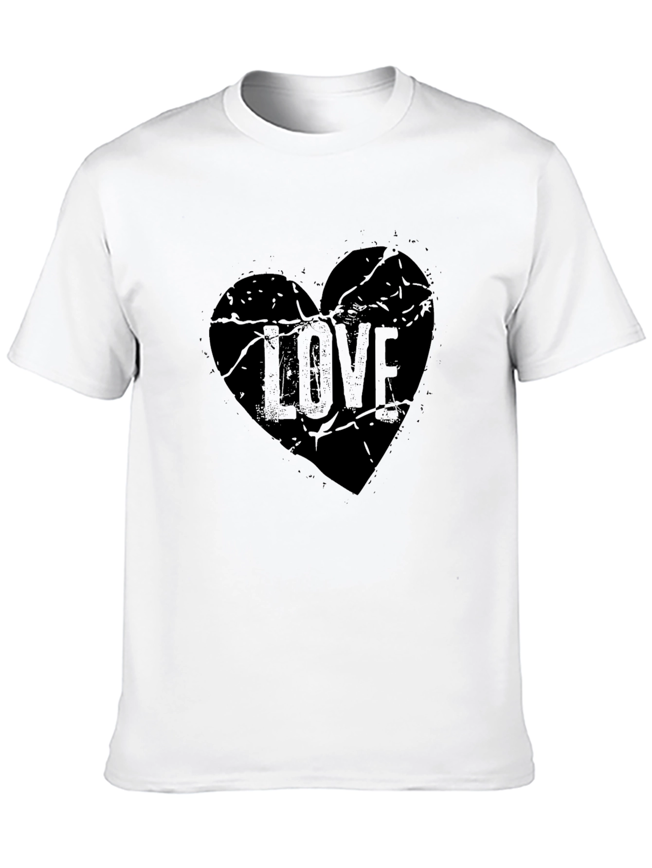 Distressed Love Heart Graphic Tee - Black
