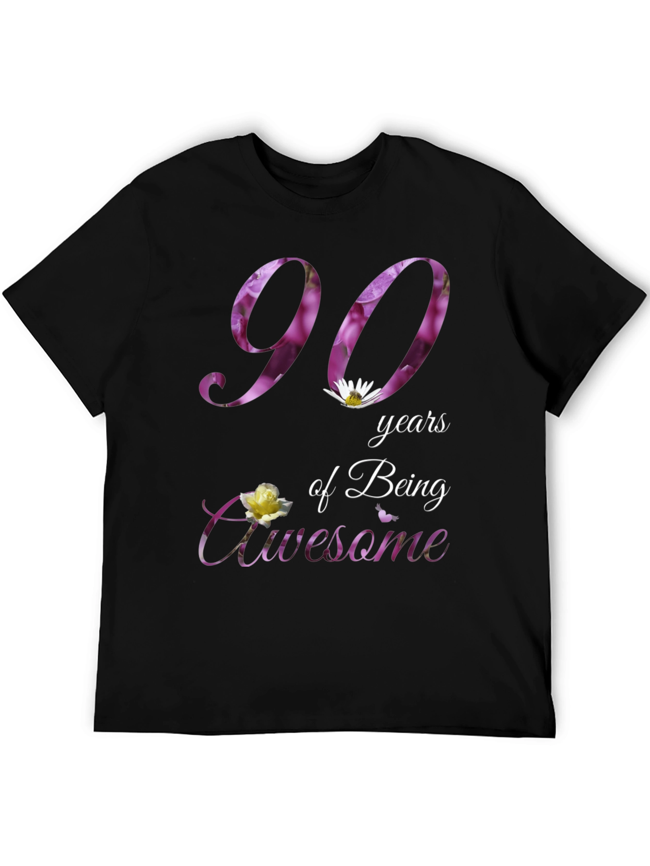 90th Birthday Floral T-Shirt: Years of Awesome