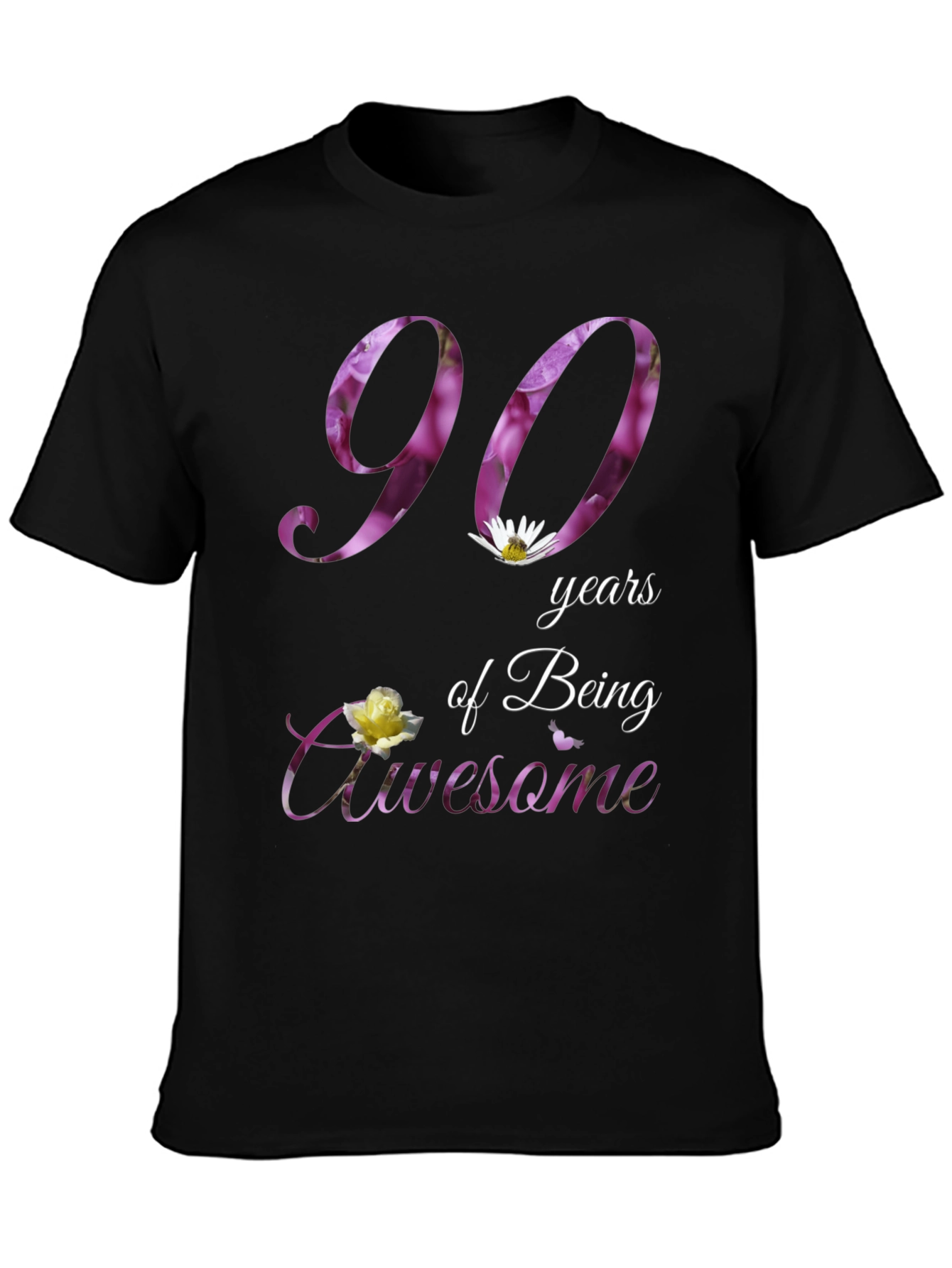 90th Birthday Floral T-Shirt: Years of Awesome