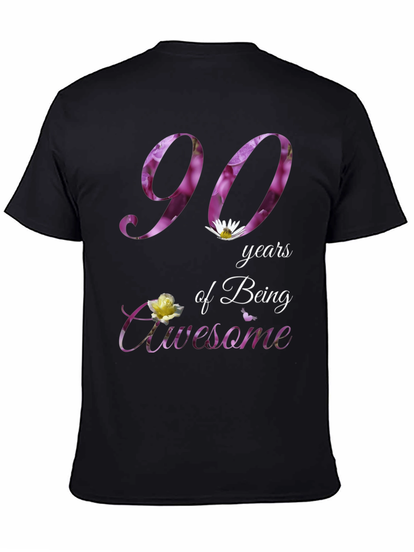 90th Birthday Floral T-Shirt: Years of Awesome