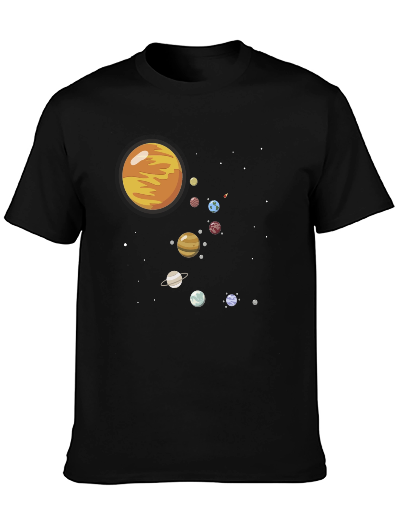 Solar System Graphic Print Black Tee