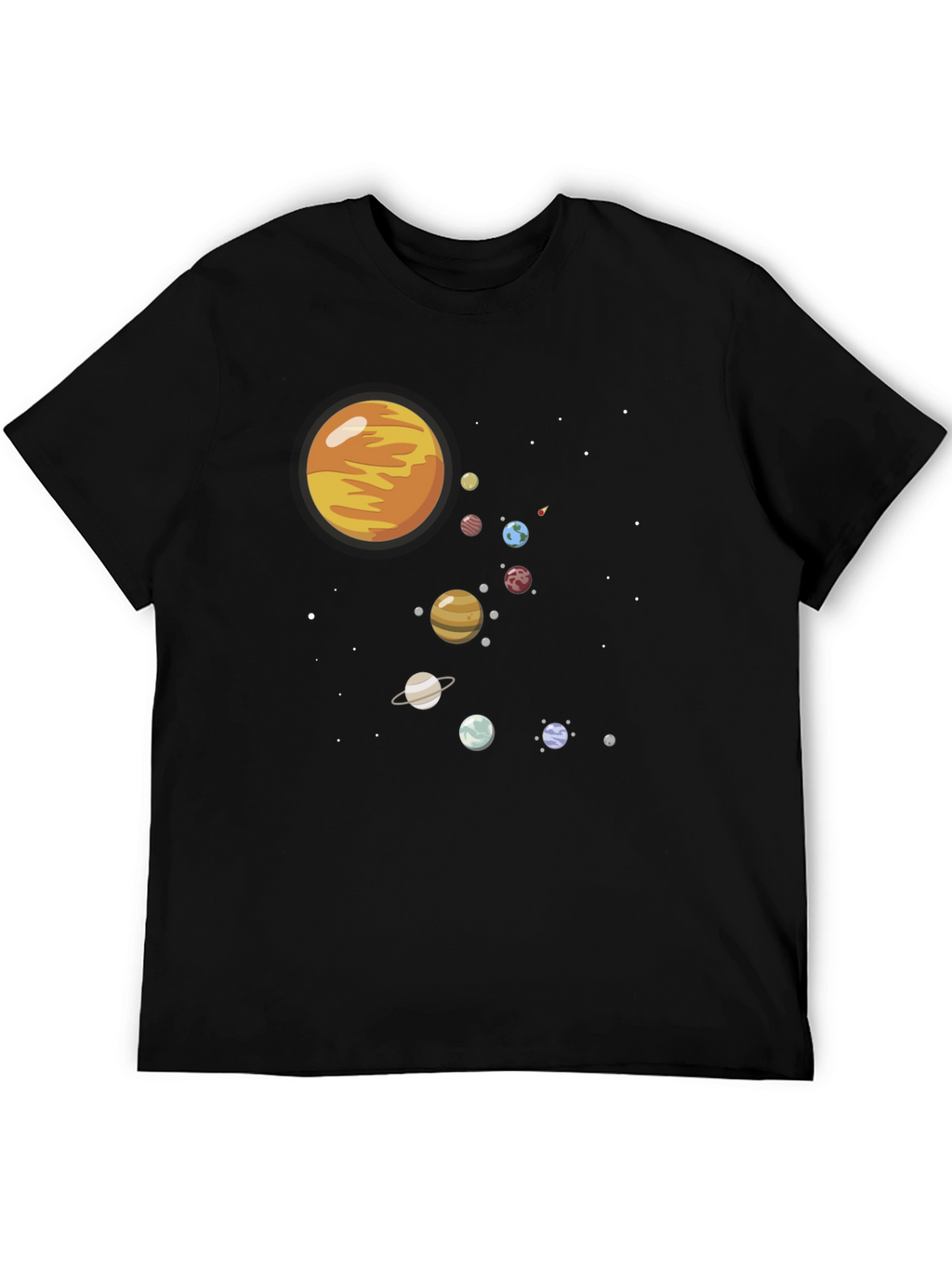 Solar System Graphic Print Black Tee