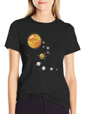 Solar System Graphic Print Black Tee