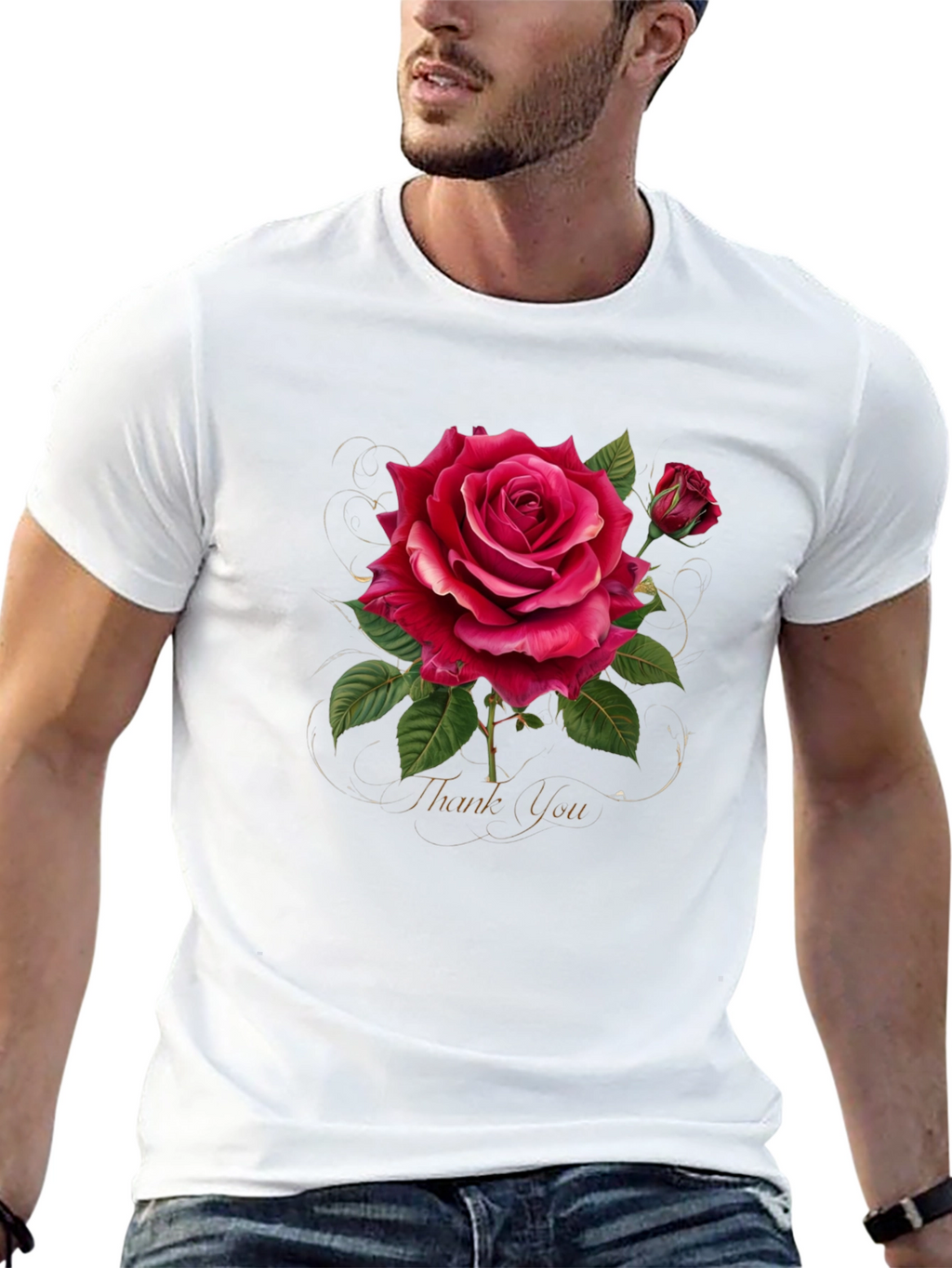 Elegant Rose Graphic Print T-Shirt