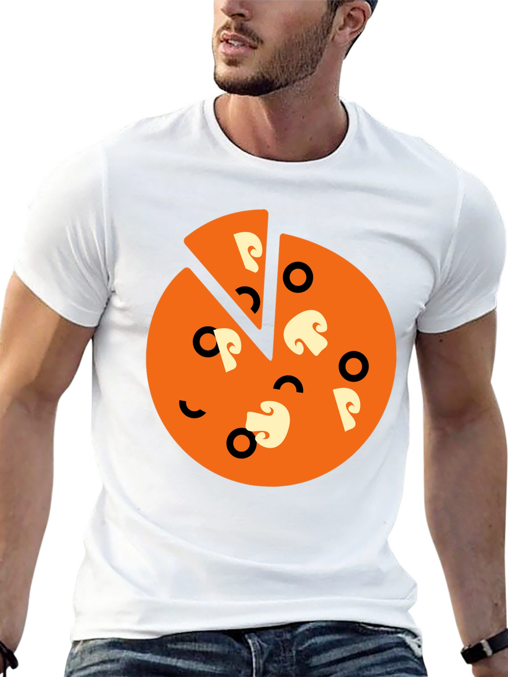 Pizza Slice Graphic Tee - Black Casual Shirt