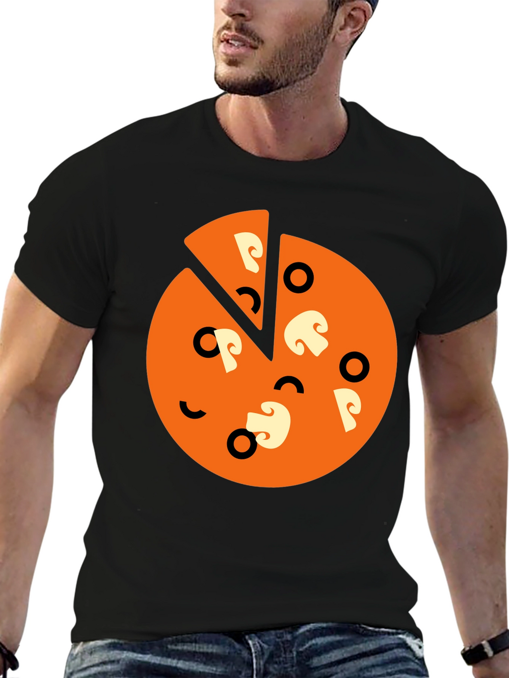Pizza Slice Graphic Tee - Black Casual Shirt