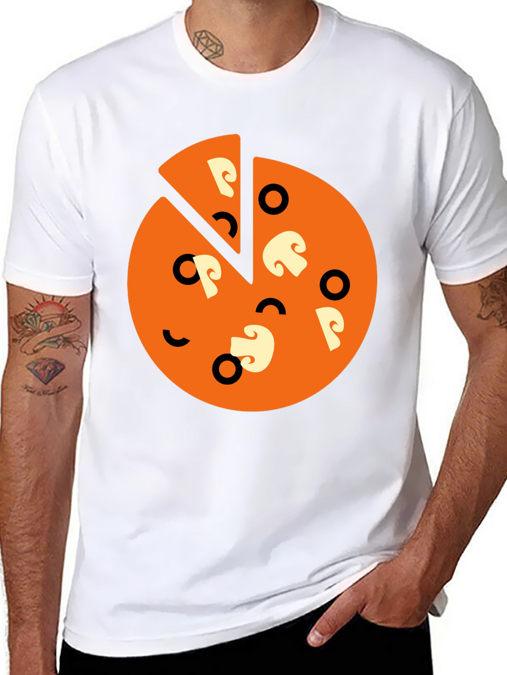Pizza Slice Graphic Tee - Black Casual Shirt