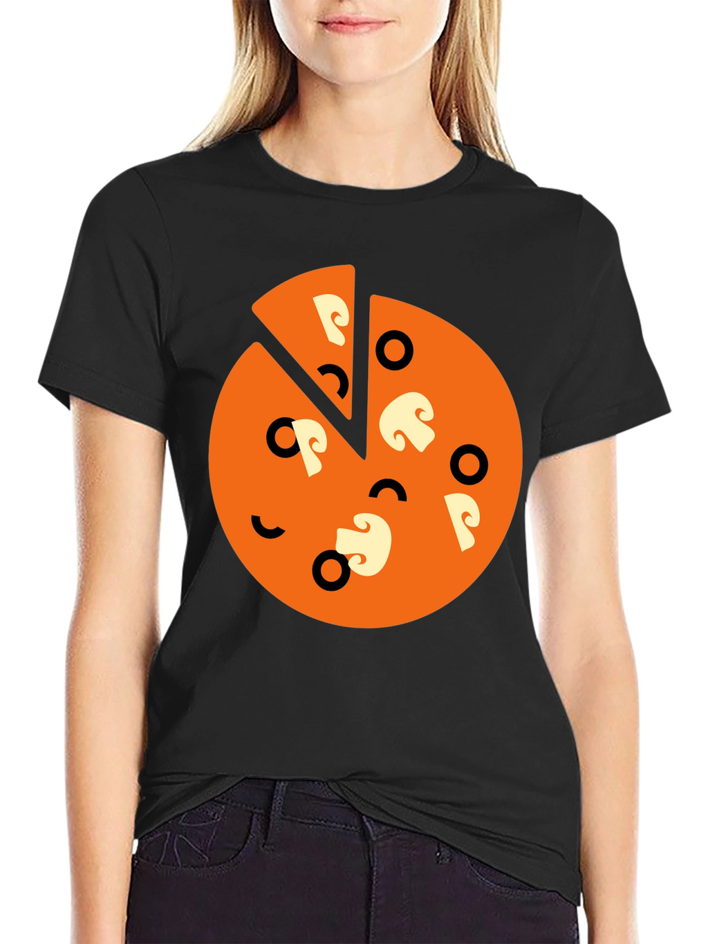 Pizza Slice Graphic Tee - Black Casual Shirt