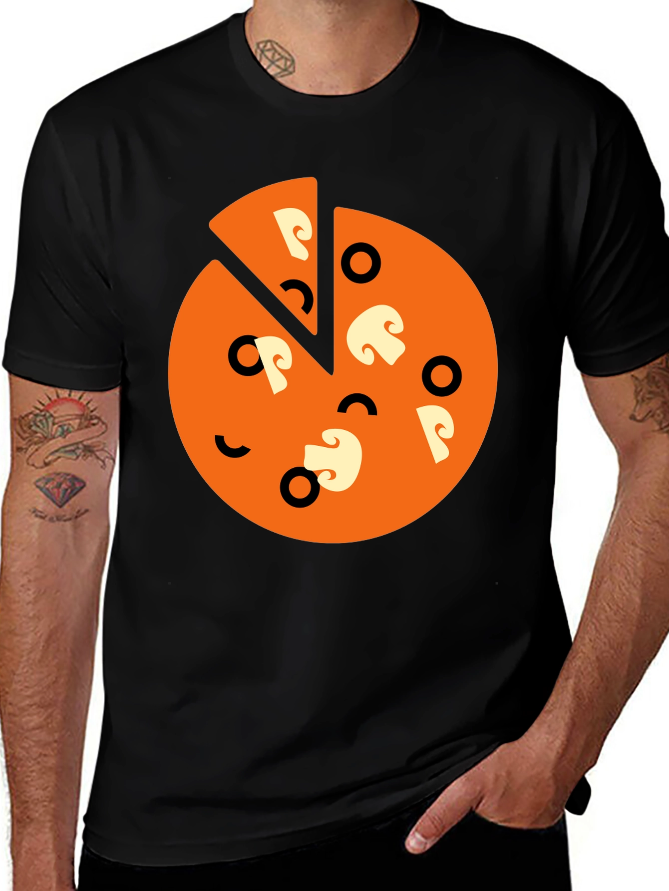 Pizza Slice Graphic Tee - Black Casual Shirt