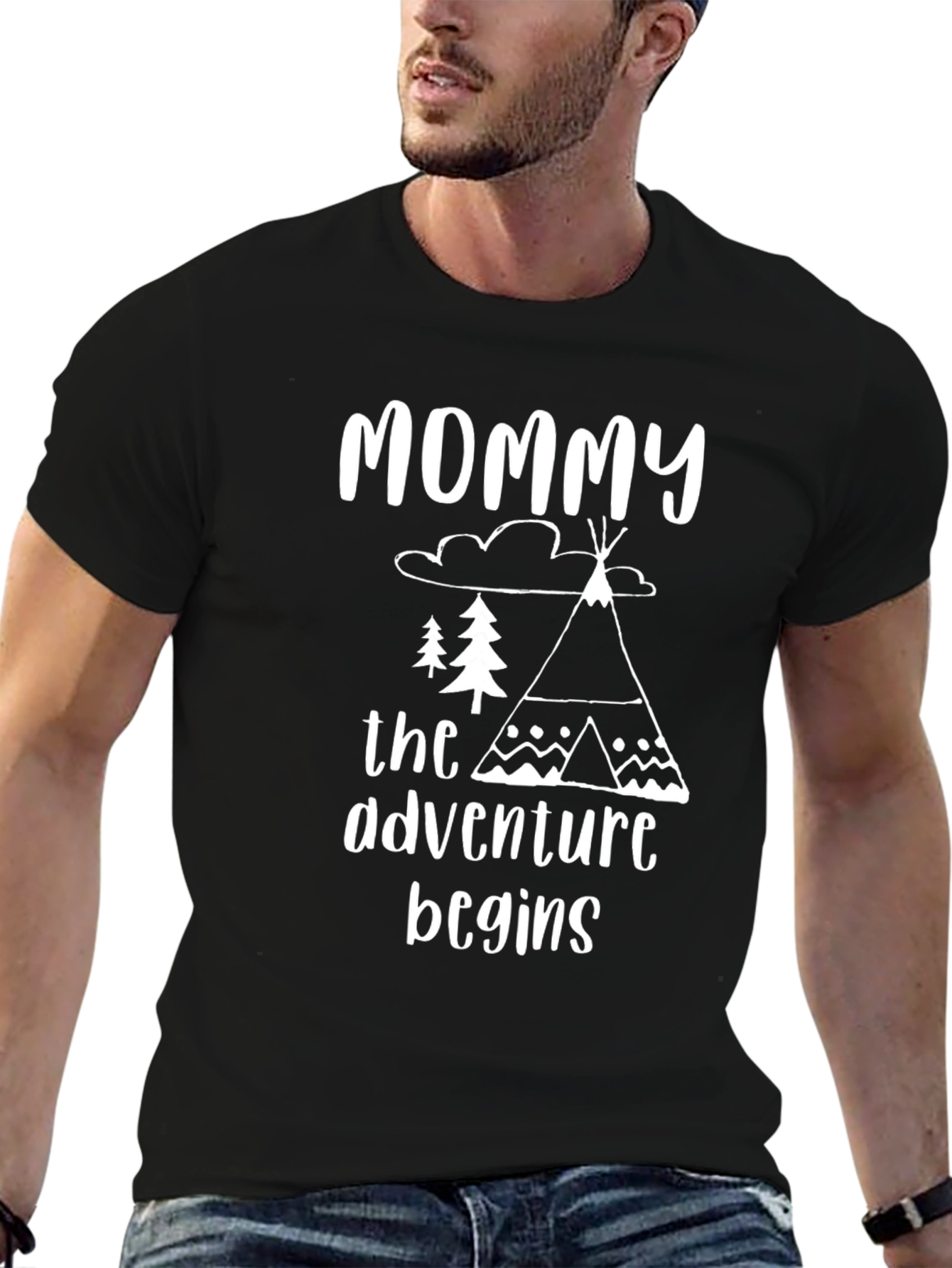 Mommy The Adventure Begins Black T-Shirt
