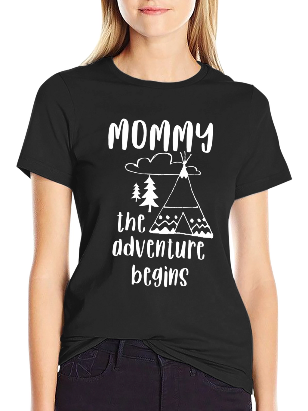 Mommy The Adventure Begins Black T-Shirt