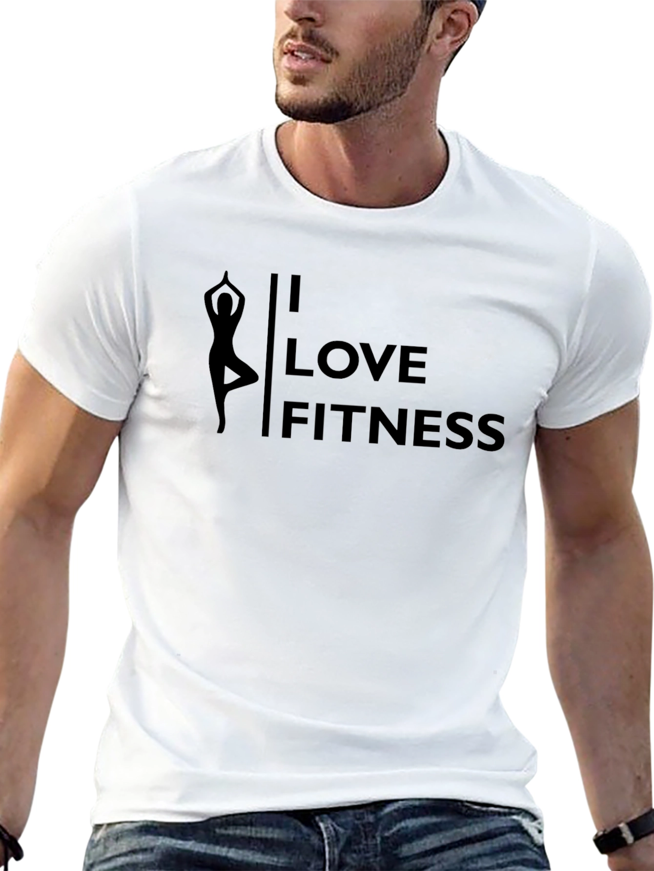I Love Fitness Yoga Pose Black T-Shirt