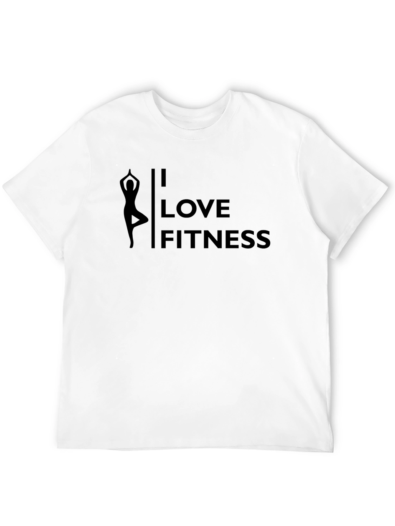 I Love Fitness Yoga Pose Black T-Shirt