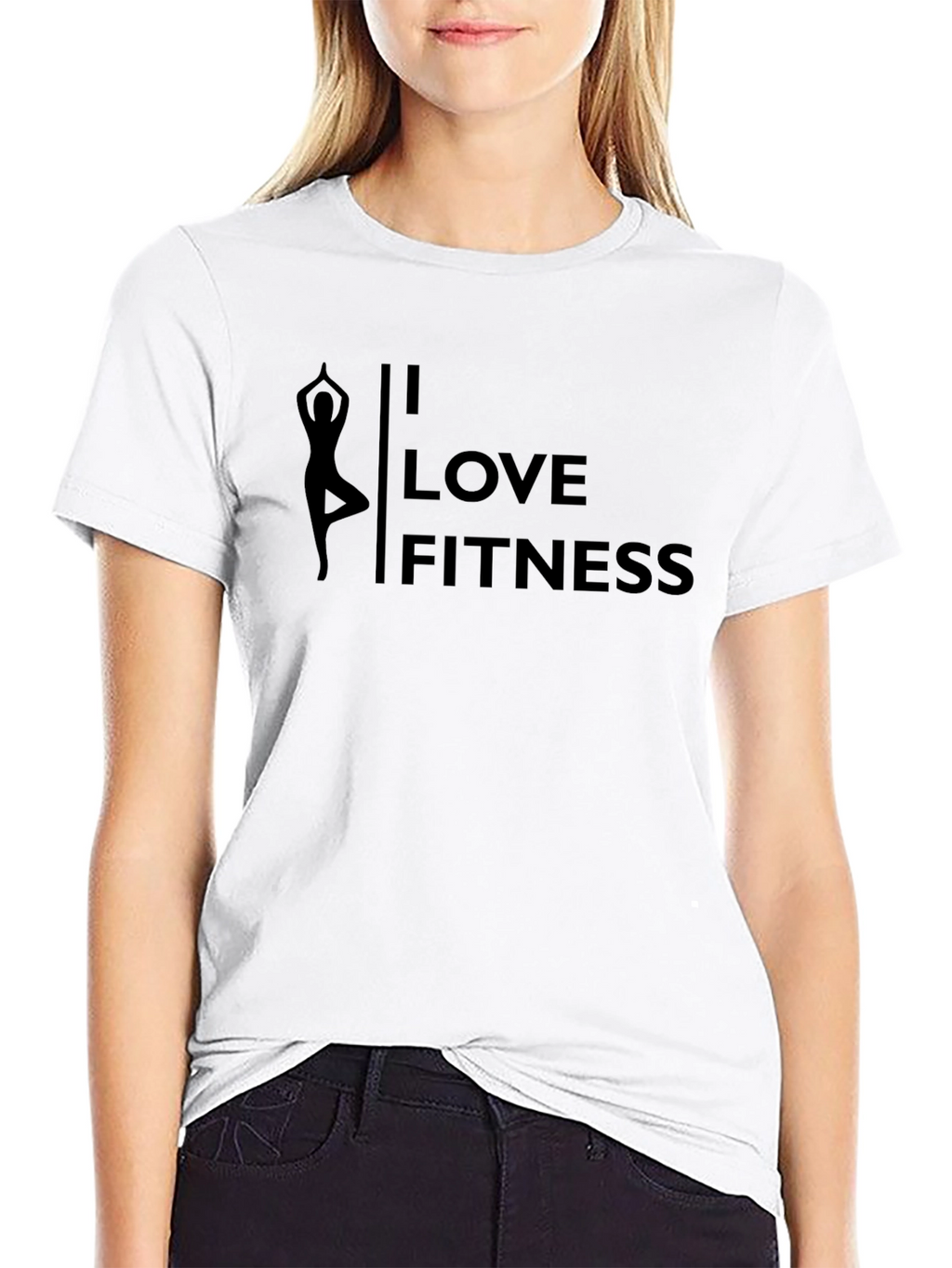 I Love Fitness Yoga Pose Black T-Shirt
