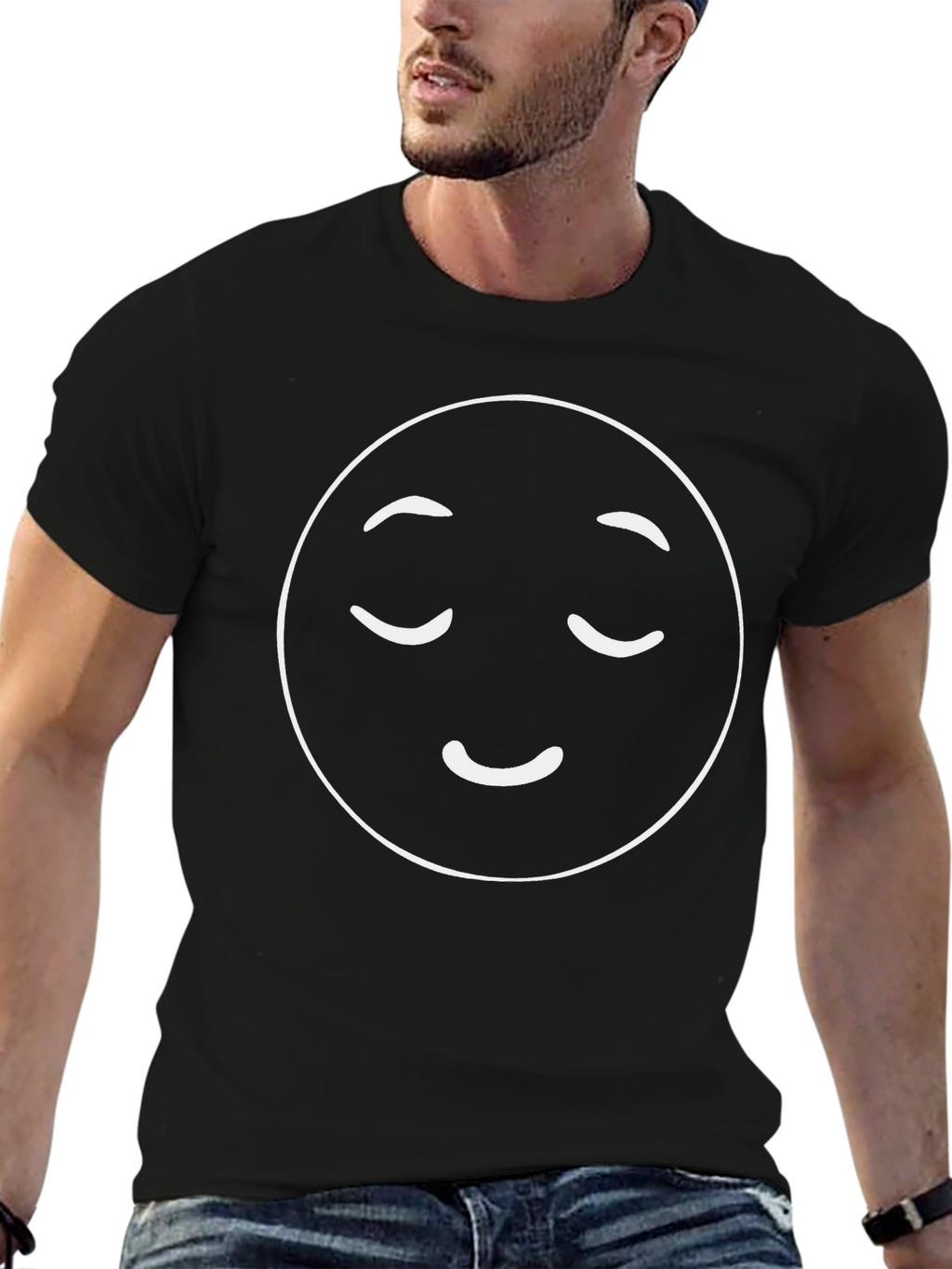 Relaxed Emoji Black T-Shirt - Soft & Comfortable