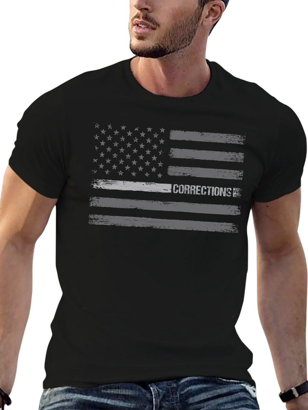 Corrections American Flag T-Shirt - Black