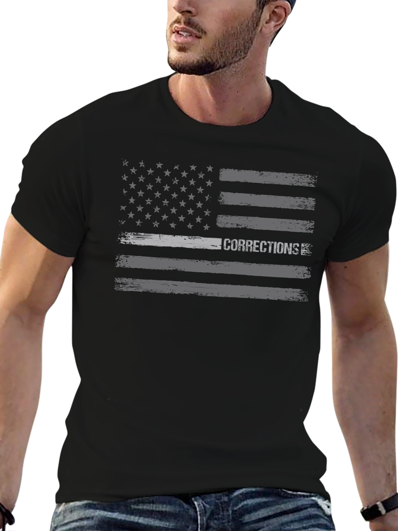 Corrections American Flag T-Shirt - Black