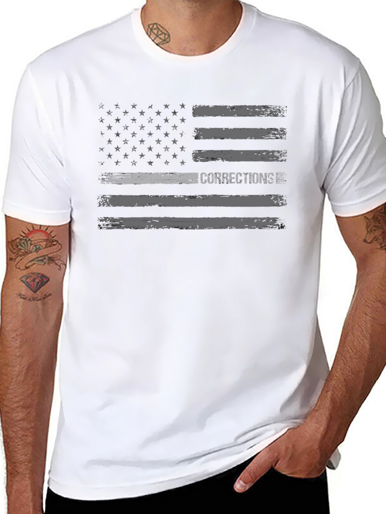 Corrections American Flag T-Shirt - Black