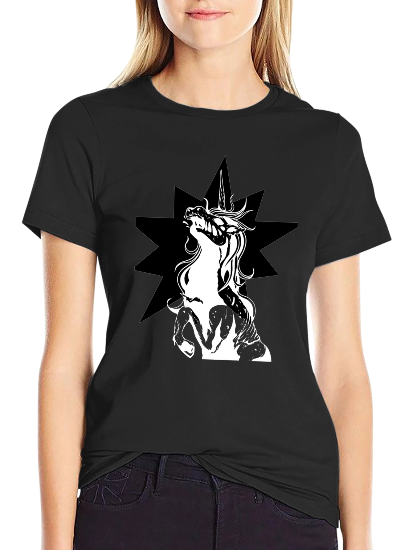 Unicorn Star Black T-Shirt