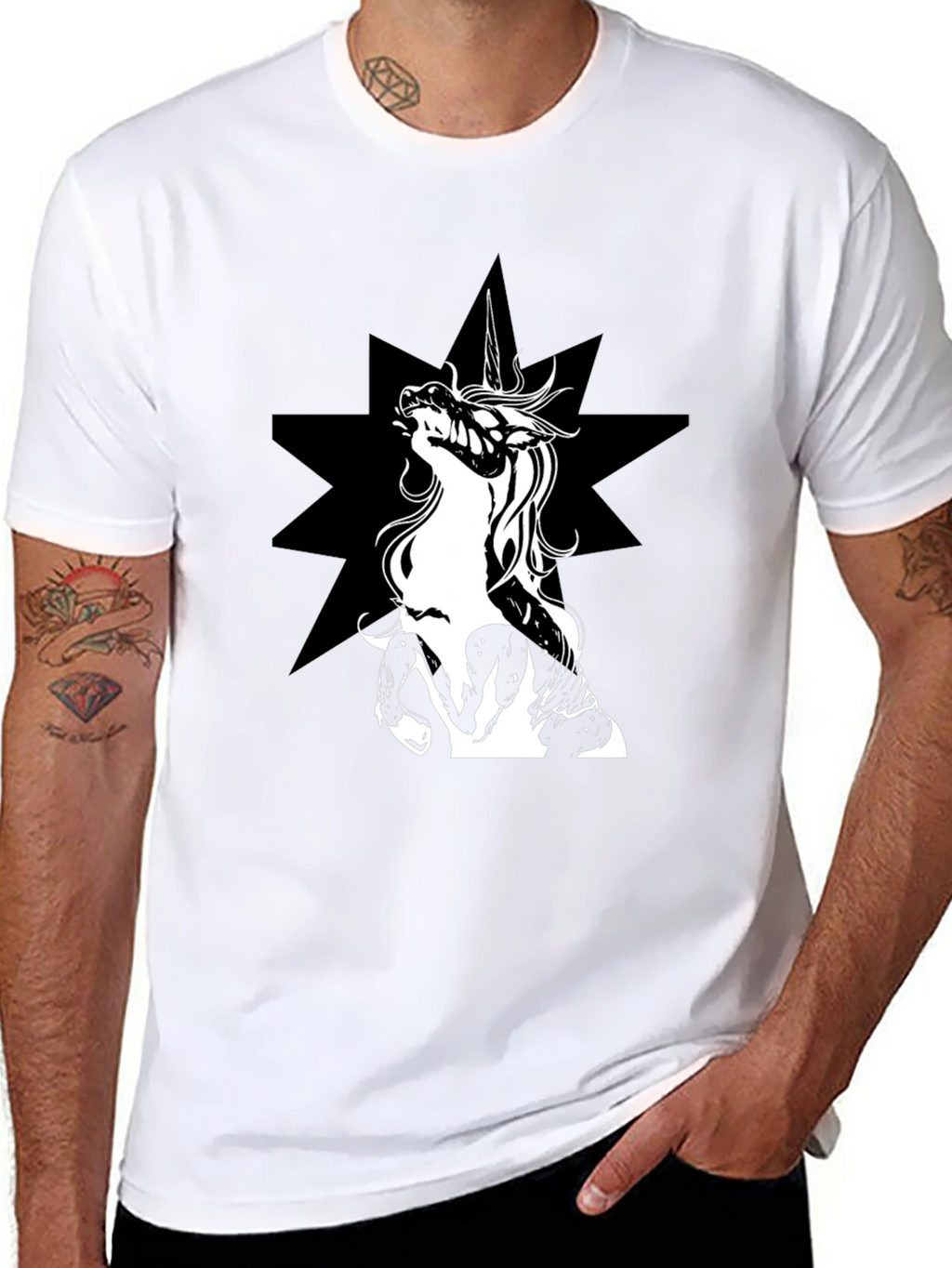 Unicorn Star Black T-Shirt