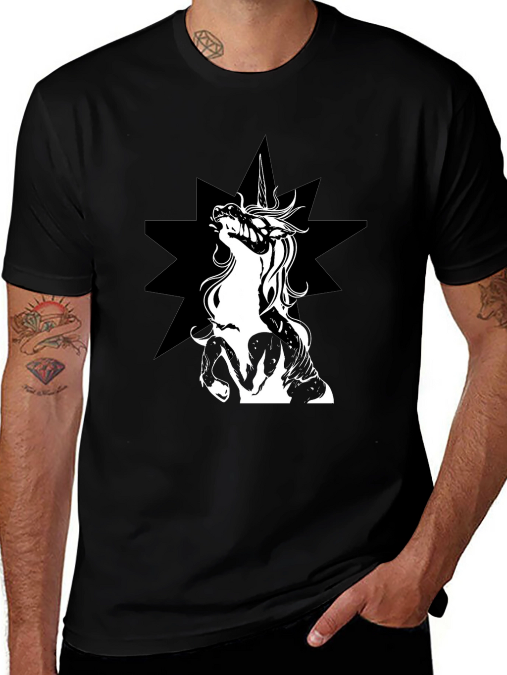 Unicorn Star Black T-Shirt