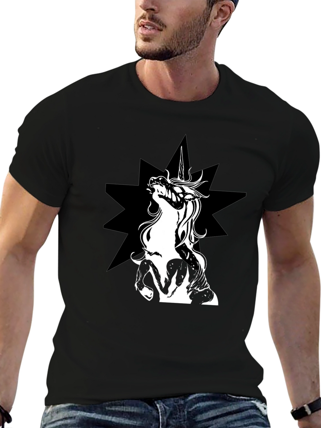 Unicorn Star Black T-Shirt