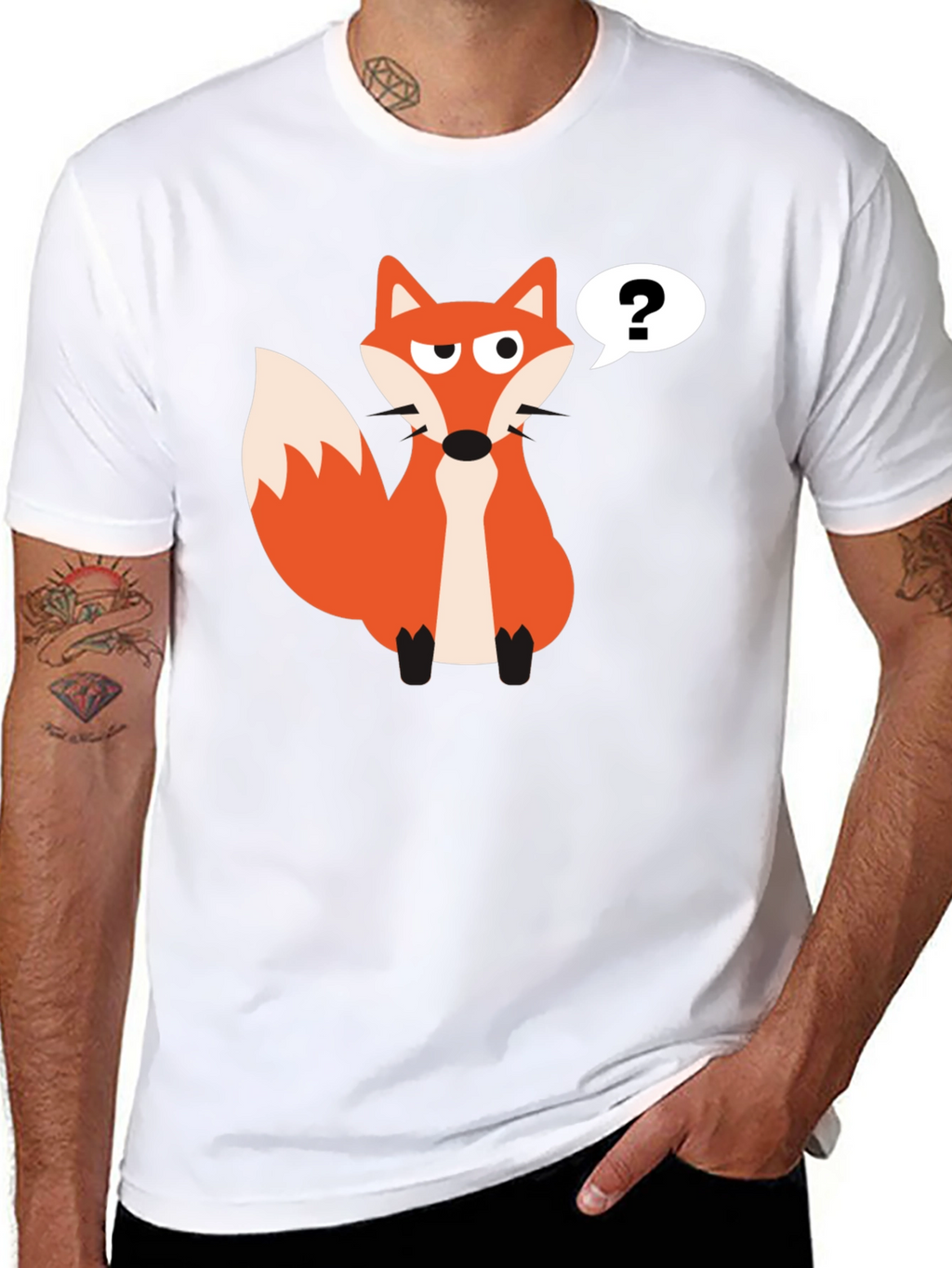 Cartoon Fox T-Shirt - Mens Black Tee