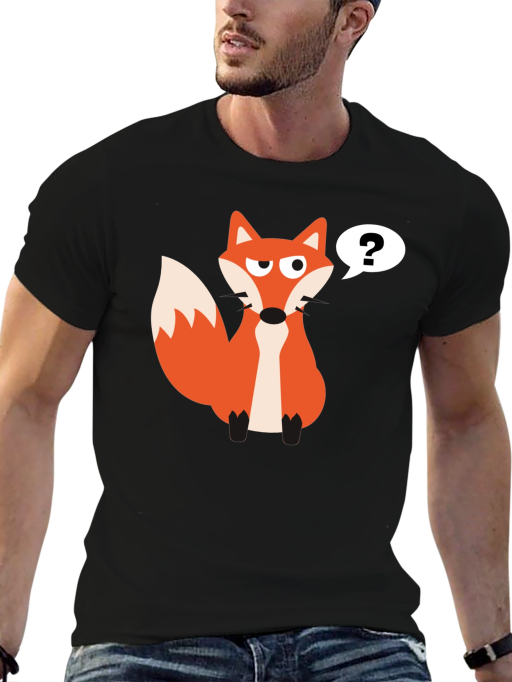 Cartoon Fox T-Shirt - Mens Black Tee