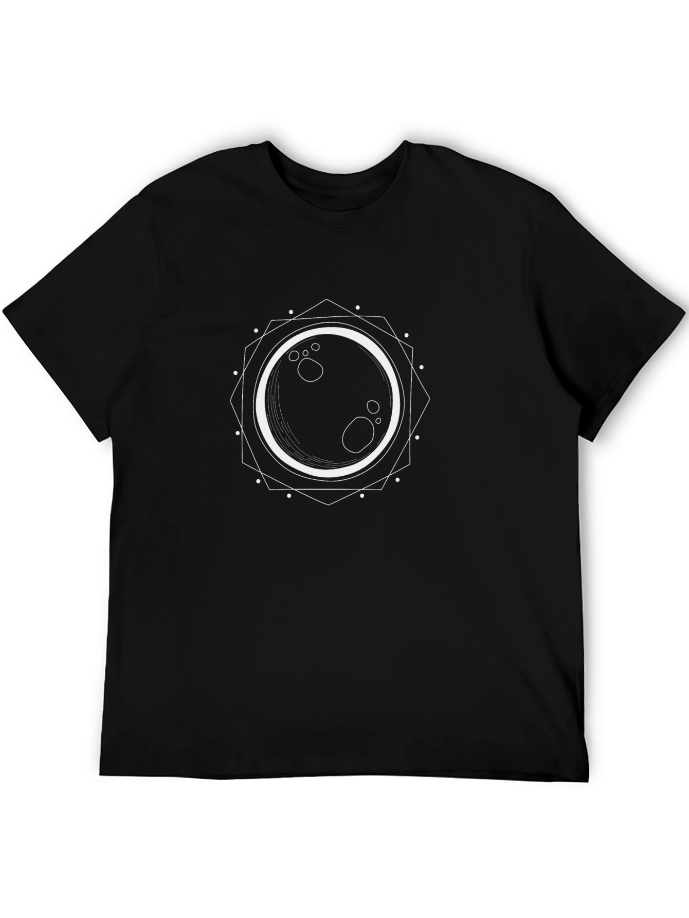 Geometric Moon Graphic Black T-Shirt