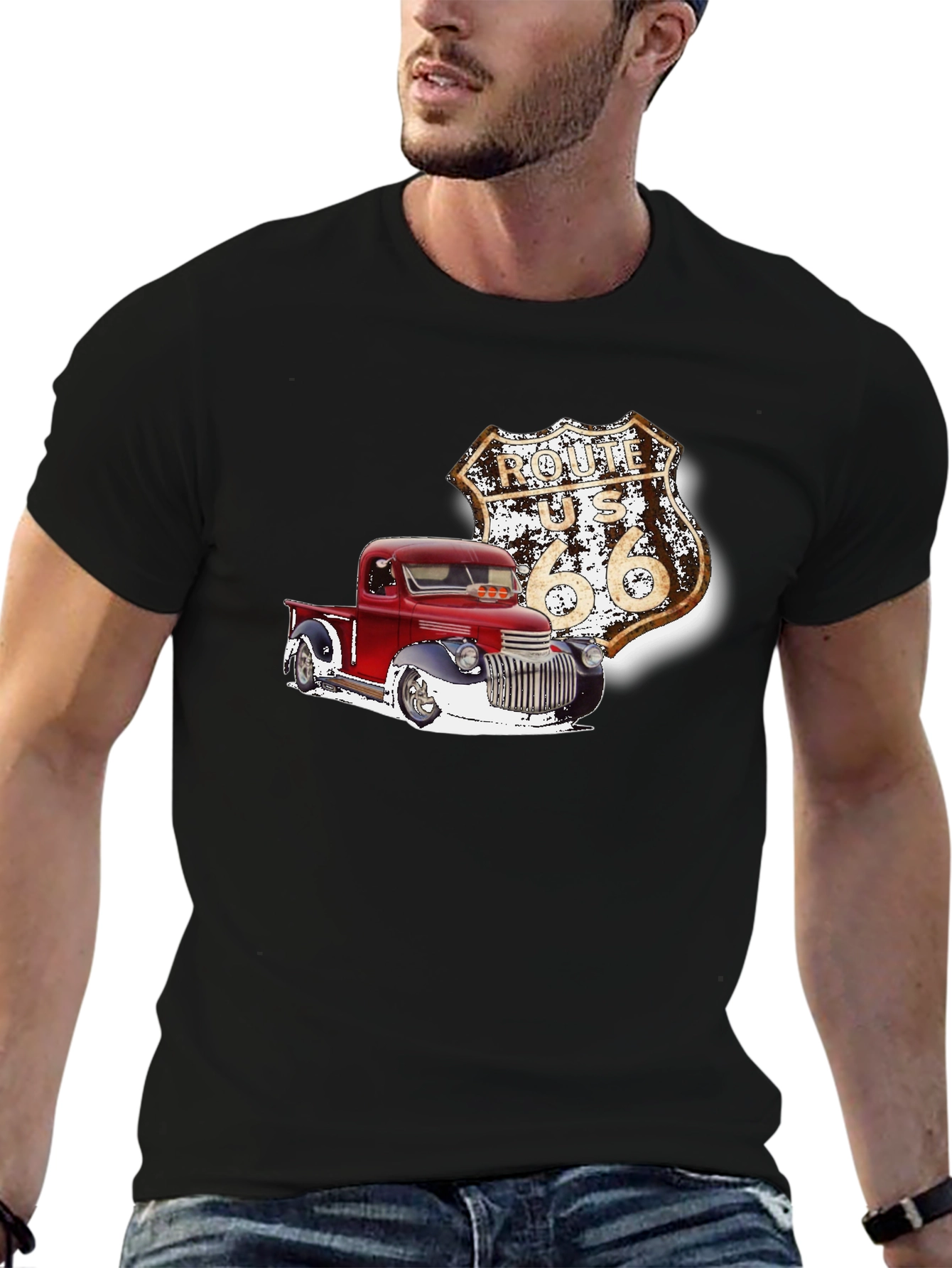 Route 66 Truck Graphic Tee - Classic Americana Style