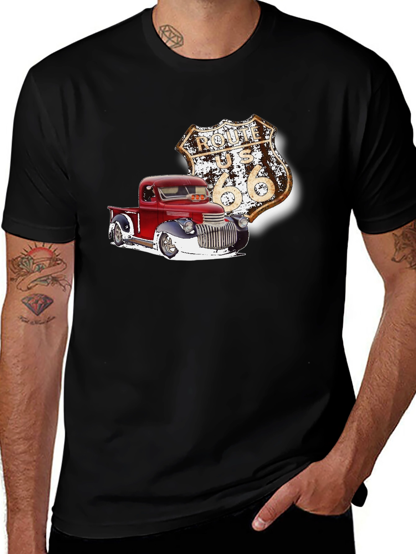 Route 66 Truck Graphic Tee - Classic Americana Style