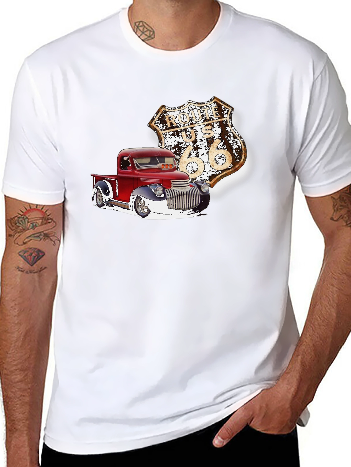 Route 66 Truck Graphic Tee - Classic Americana Style
