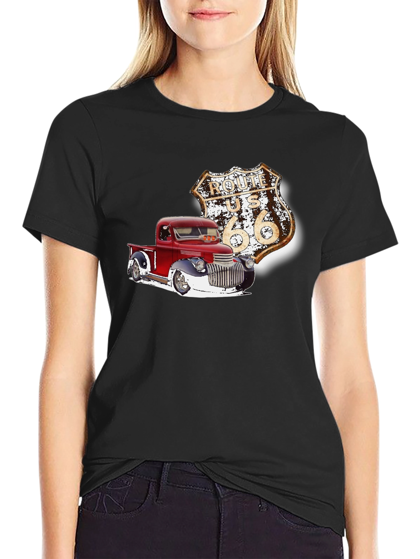 Route 66 Truck Graphic Tee - Classic Americana Style