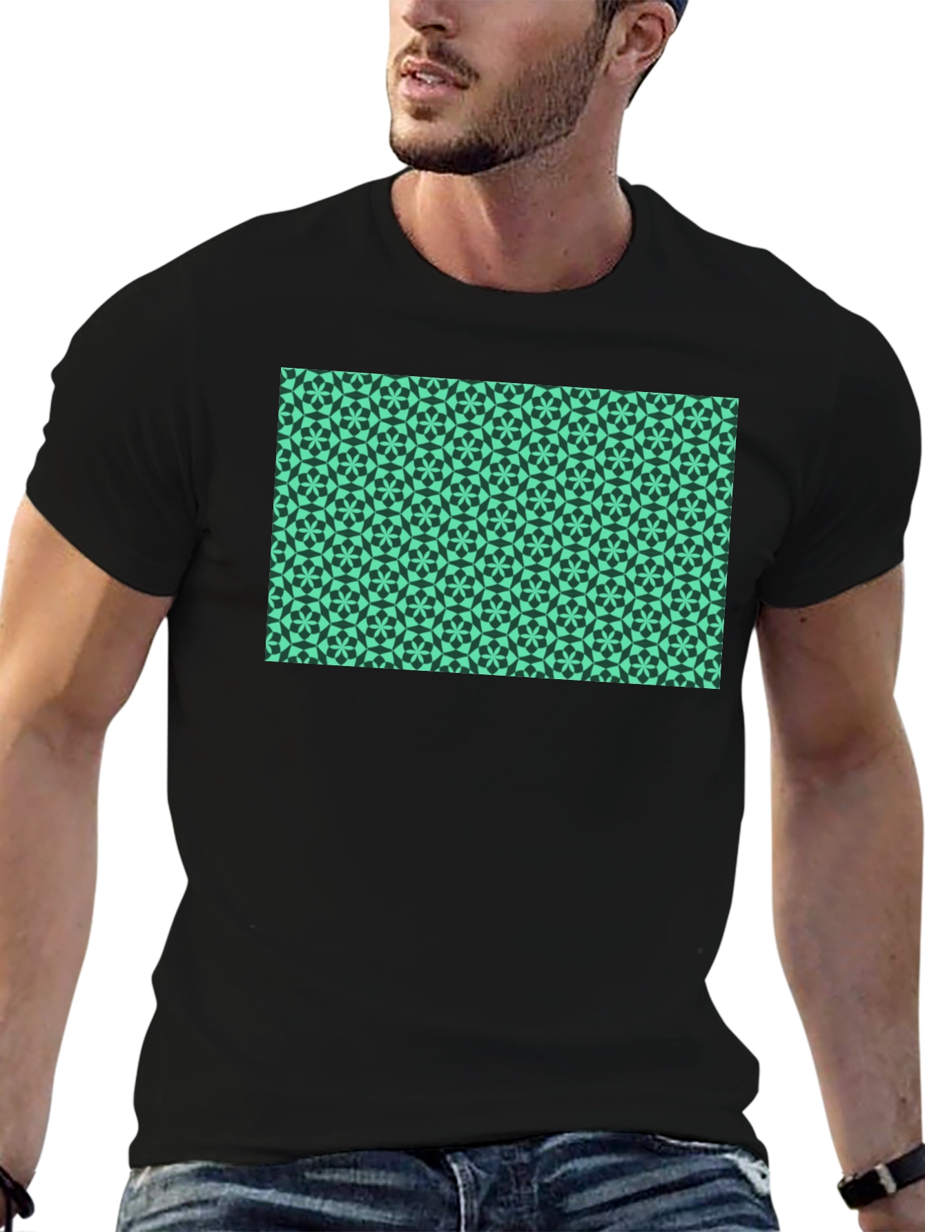Geometric Print Black T-Shirt