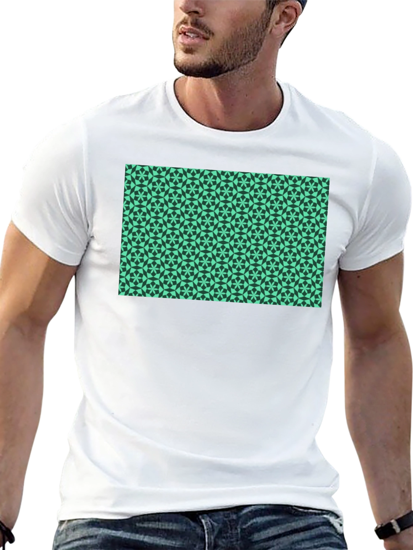 Geometric Print Black T-Shirt