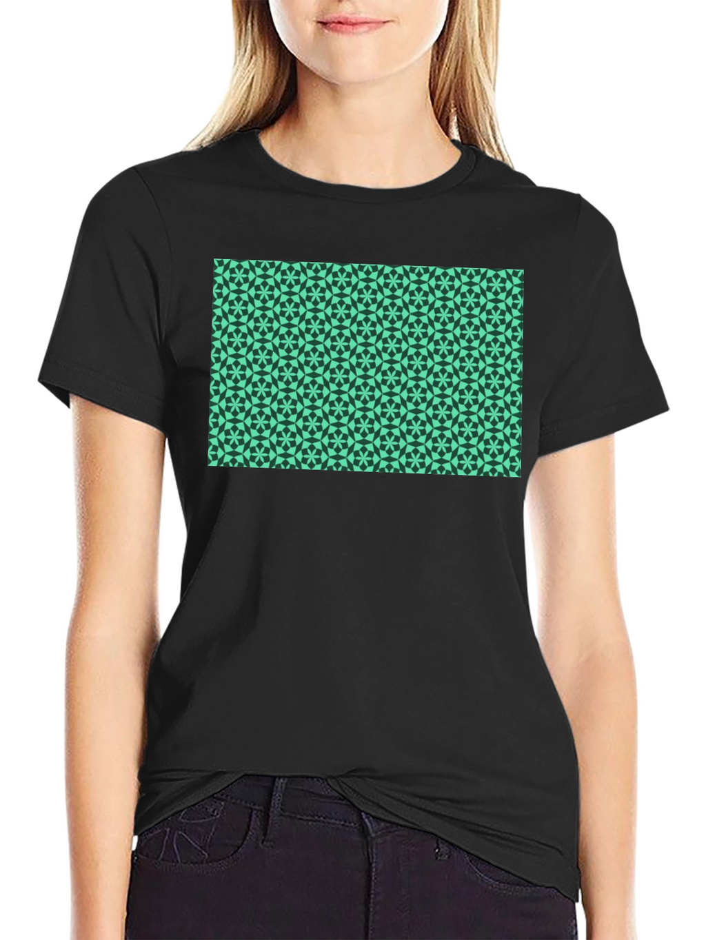 Geometric Print Black T-Shirt