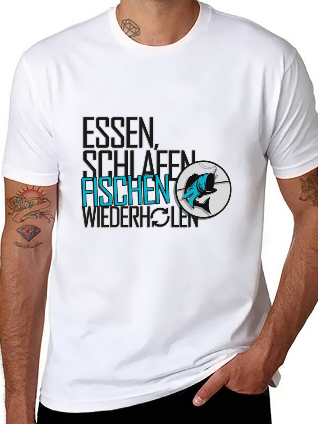 Eat Sleep Fish Repeat Black T-Shirt