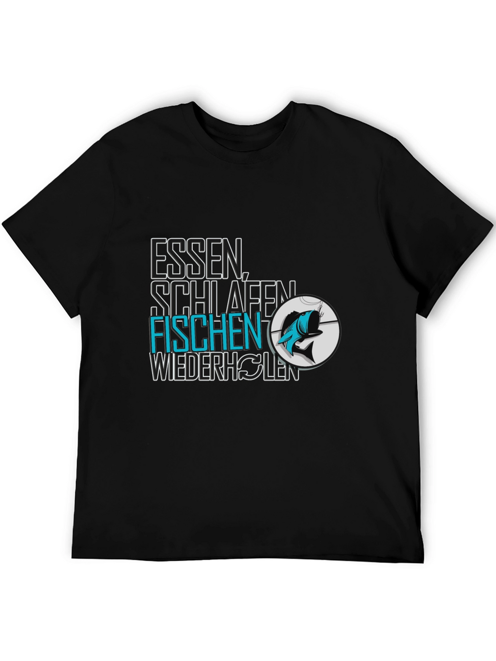 Eat Sleep Fish Repeat Black T-Shirt