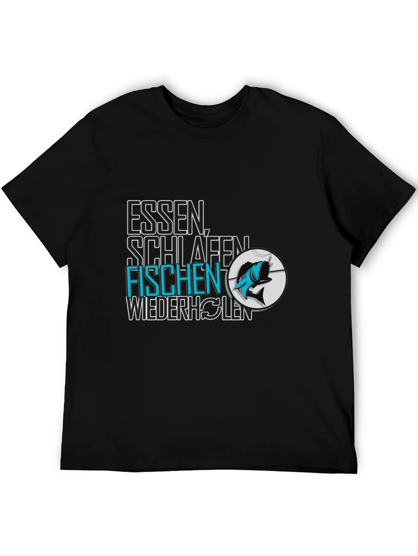 Eat Sleep Fish Repeat Black T-Shirt