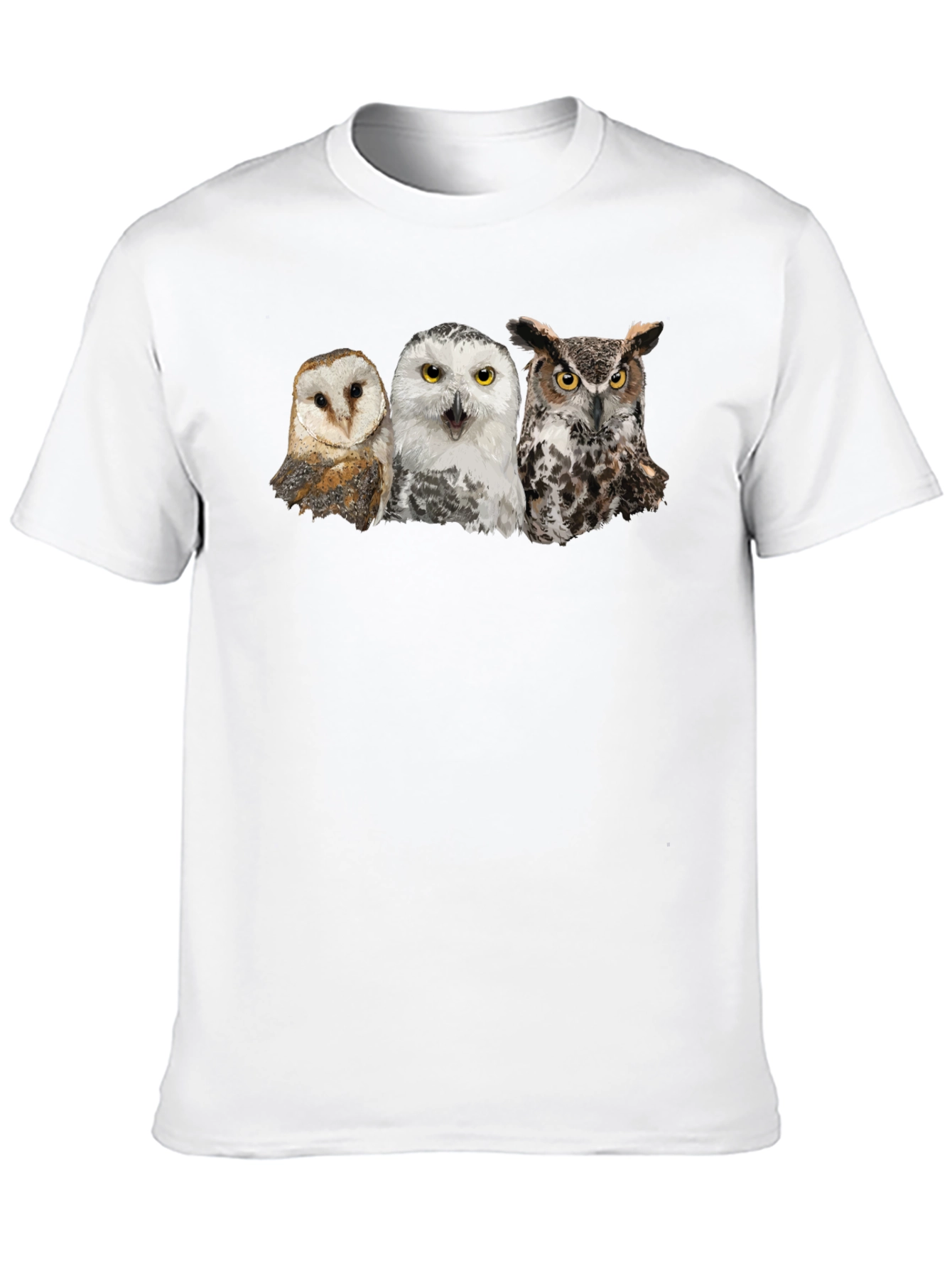 Owl Trio Graphic Tee - Black Cotton T-Shirt