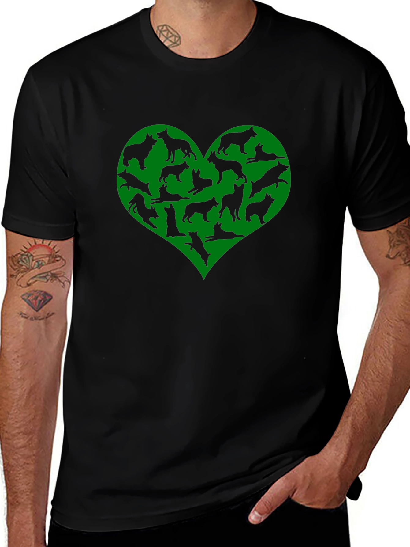 Dog Lover Heart T-Shirt - Black