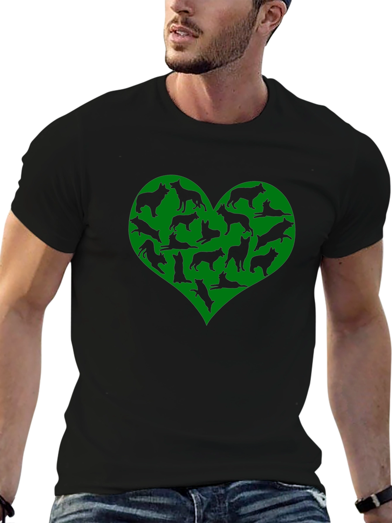 Dog Lover Heart T-Shirt - Black