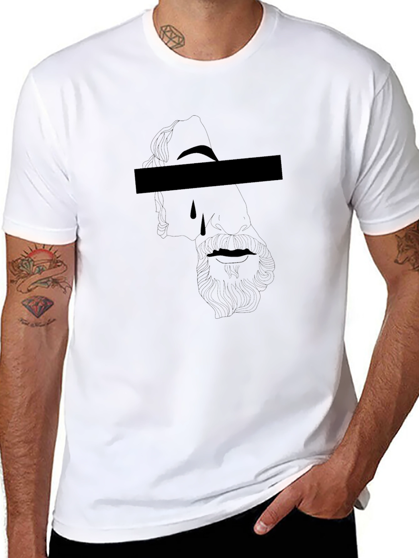 Mens Graphic Tee - Crying Statue Design