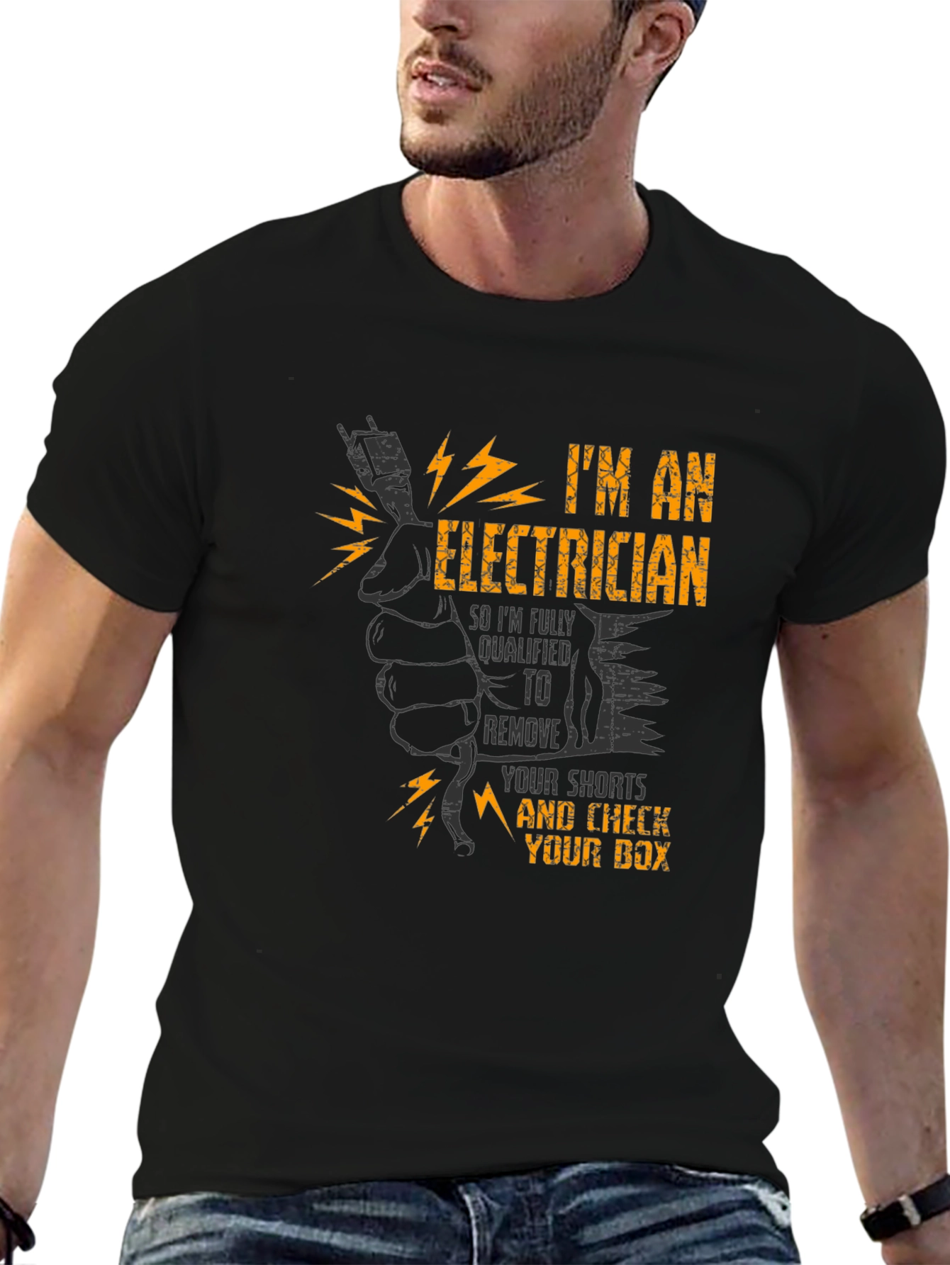 Electrician Humor T-Shirt - Qualified to Remove Shorts!